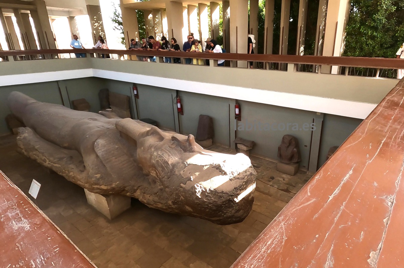 El coloso de Ramsés II desde la primera planta en Menfis, Egipto