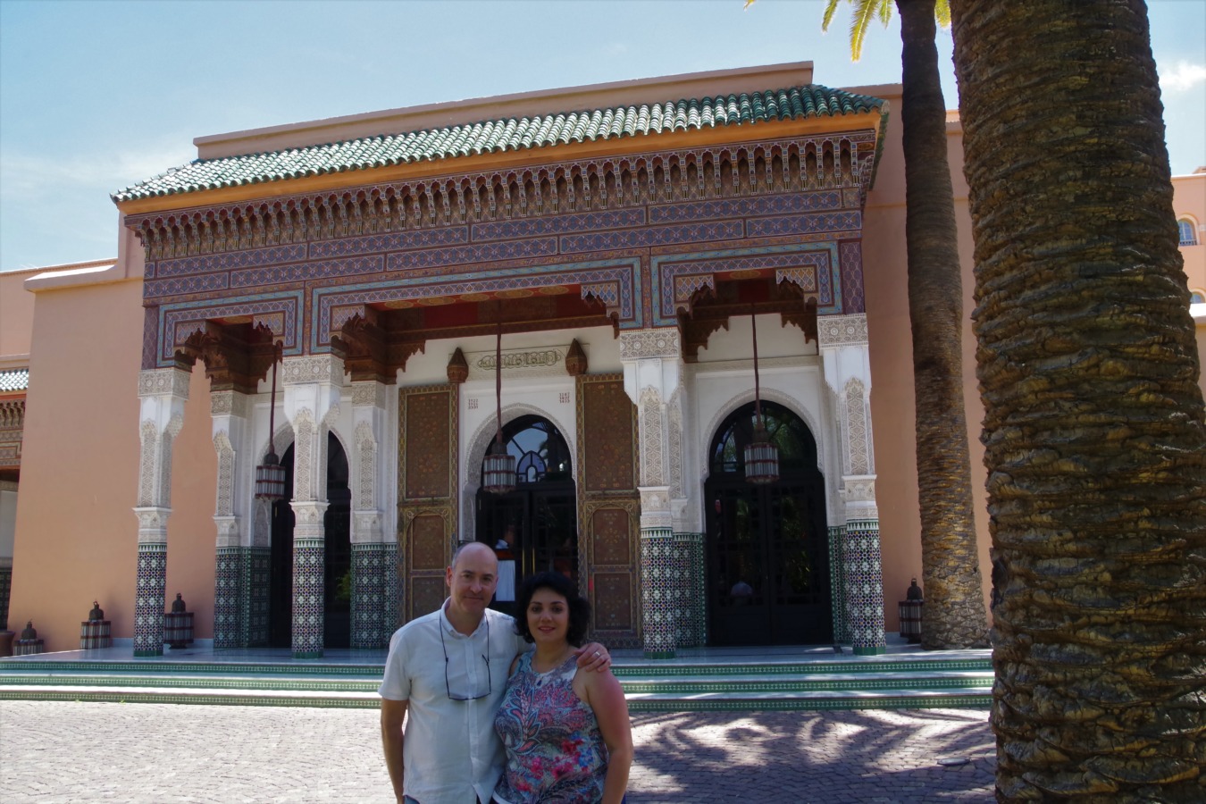 Jose y yo en el lujoso hotel La Mamounia de Marrakech