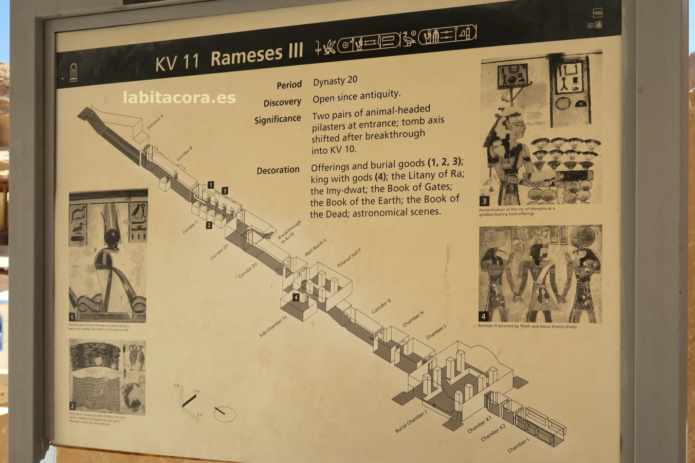El cartel informativo de la KV11 o tumba de Ramsés III.