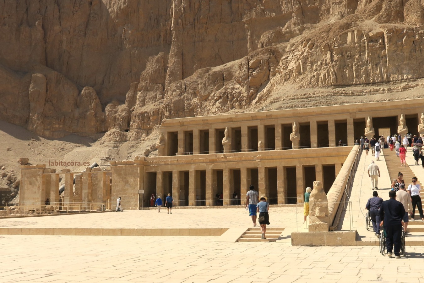 El santuario a la diosa Hathor y los relieves de la famosa expedición comercial a la tierra Punt de templo de Hatshepsut en Luxor, Egipto.