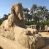 La esfinge de la faraón Hatshepsut en Menfis, El Cairo. Egipto.