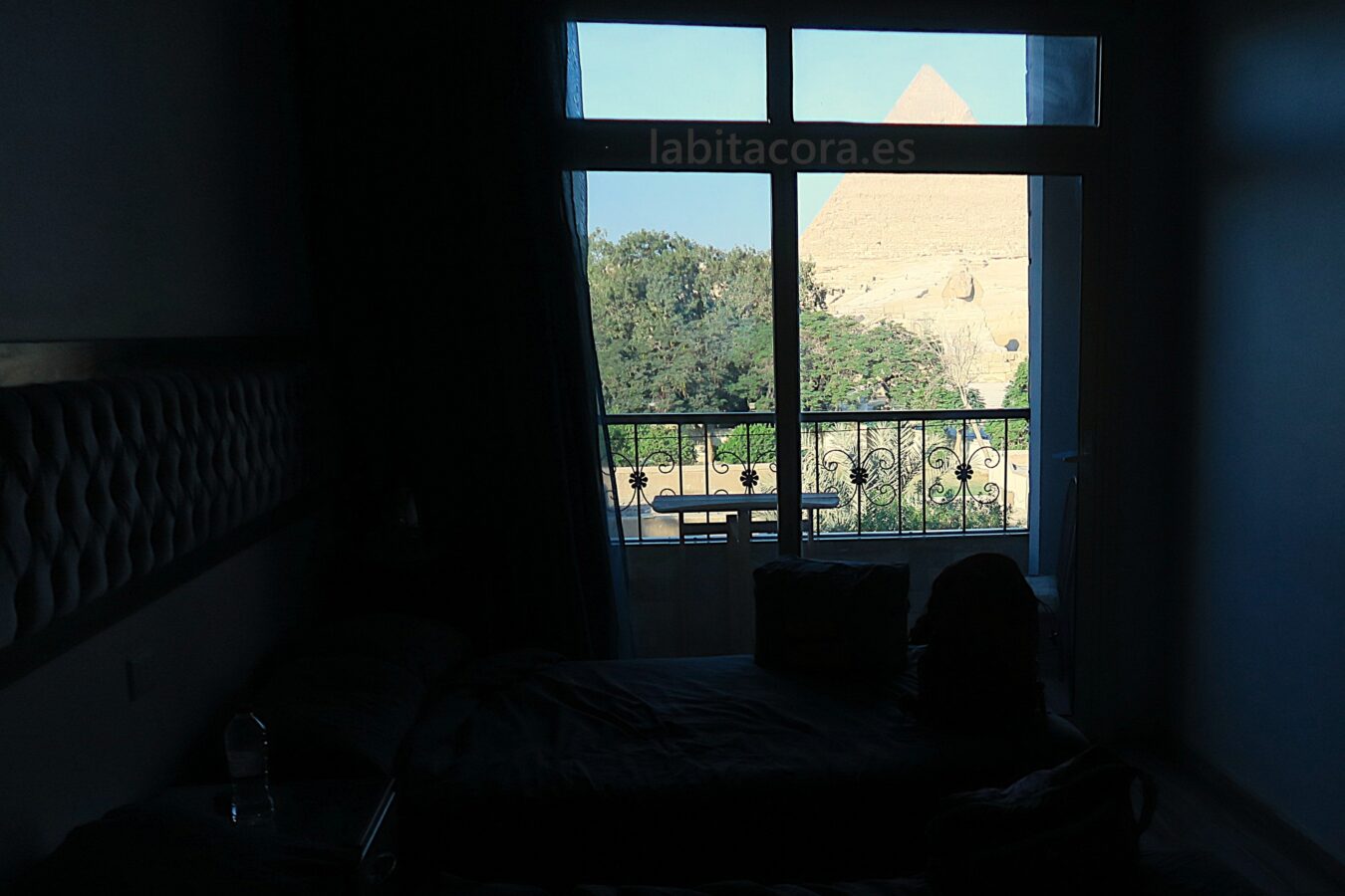 Las vistas desde la habitación del hotel de Guiza, El Cairo.